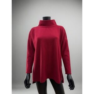 Anthropologie Burgundy Cowl‎ Neck Tunic Sweater Small Oversized Knit Top